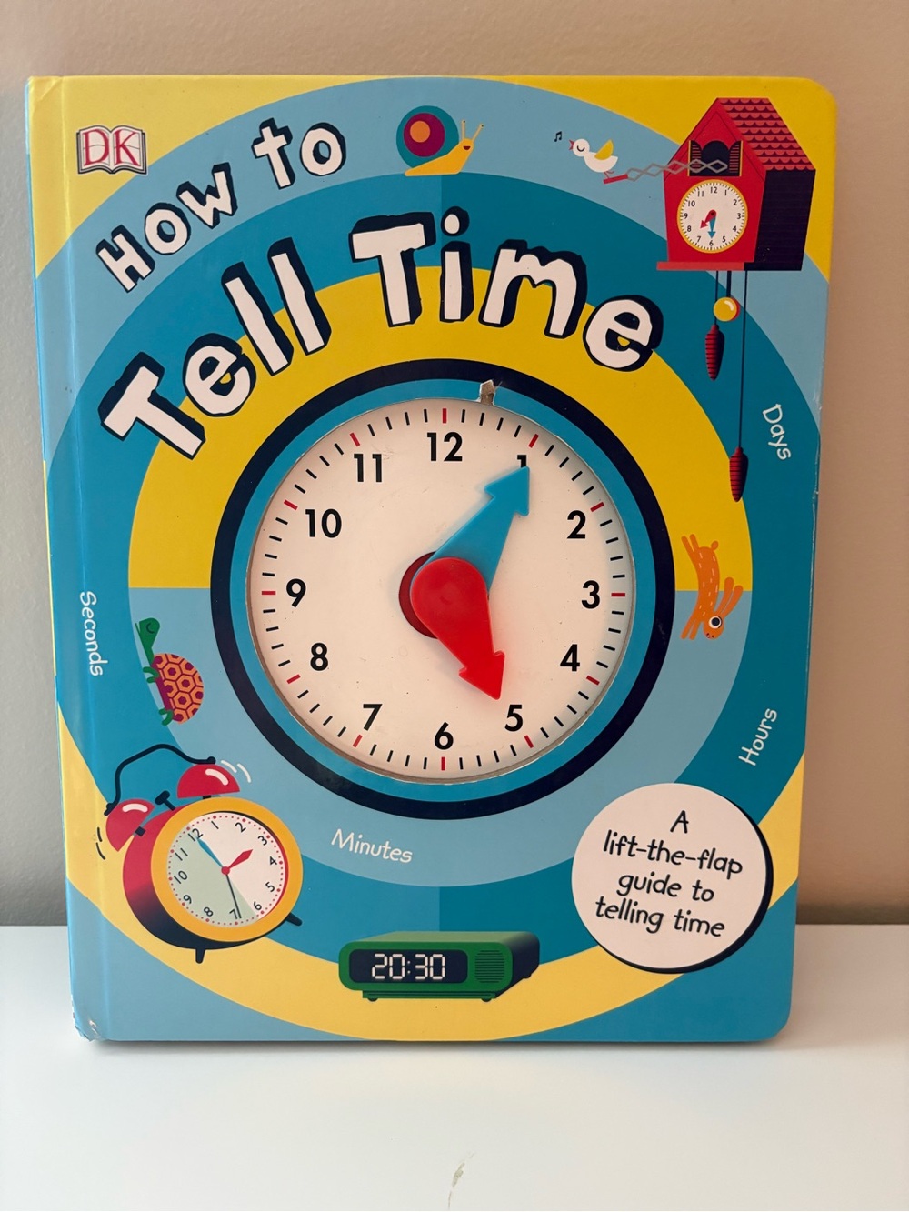 How to Tell Time Kids Learning Clock Book - Blue and Yellow